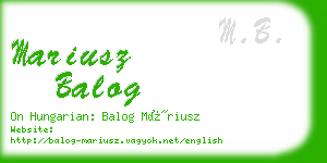 mariusz balog business card